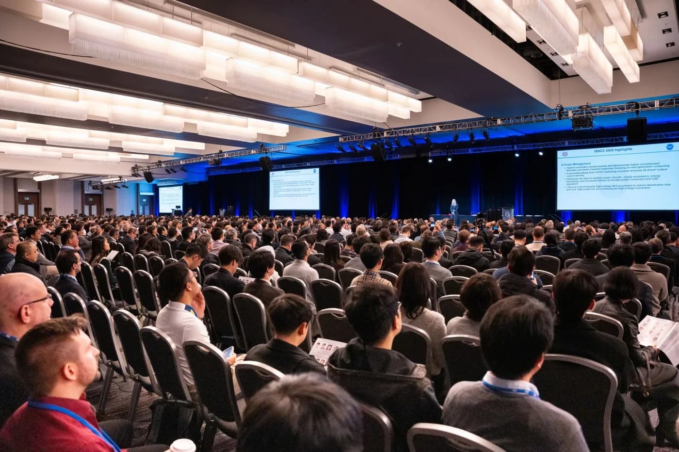 Full main conference hall during the ISSCC 2025 highlights session