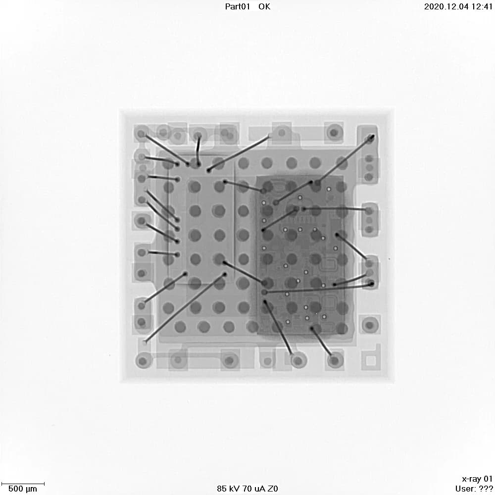 X-ray of a QFP package used in production test